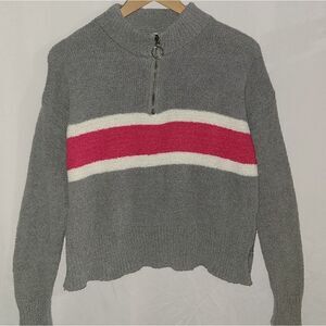 Moral Fiber Quarter Zip Long Sleeve Gray Sweatshirt Size S
